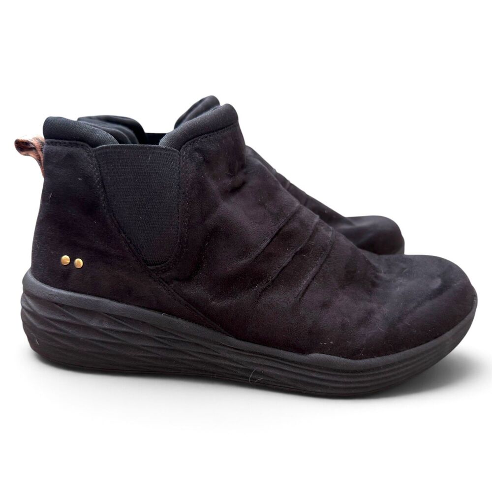 ryka niah black slip on ankle boots 8.5w comfort walking casual athleisure wide